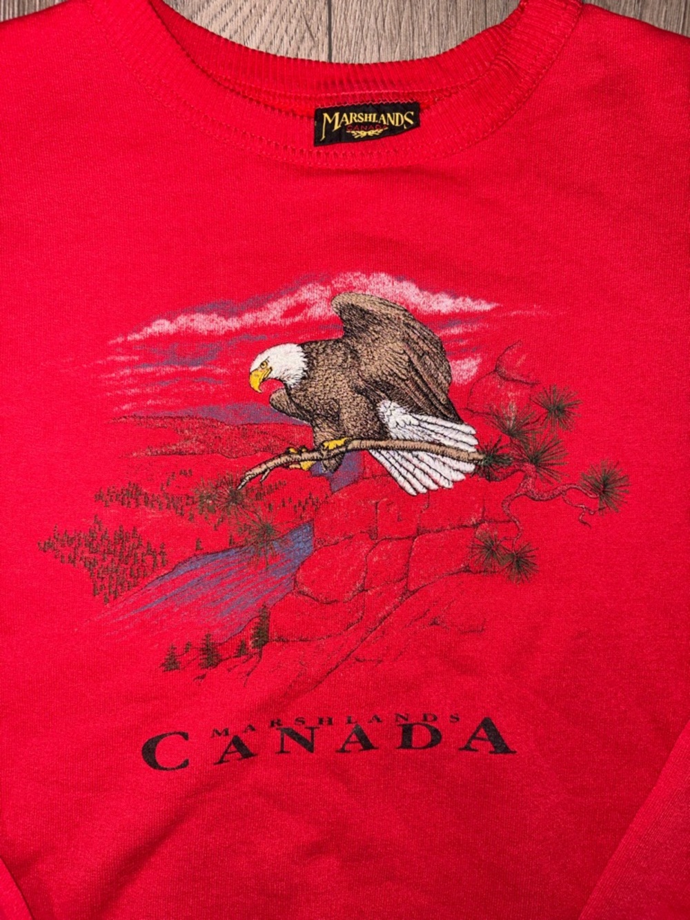 Vintage Canada Eagle Embroidered Red Crewneck Sweater - Picture 2 of 3
